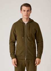 Men's Loopback Zip Hoodie in Loden Green