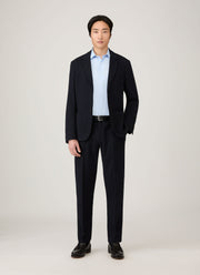 Men's Textured Wool Two-Piece Suit in Navy