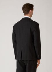 Men's Textured Wool Blazer in Dark Charcoal Melange