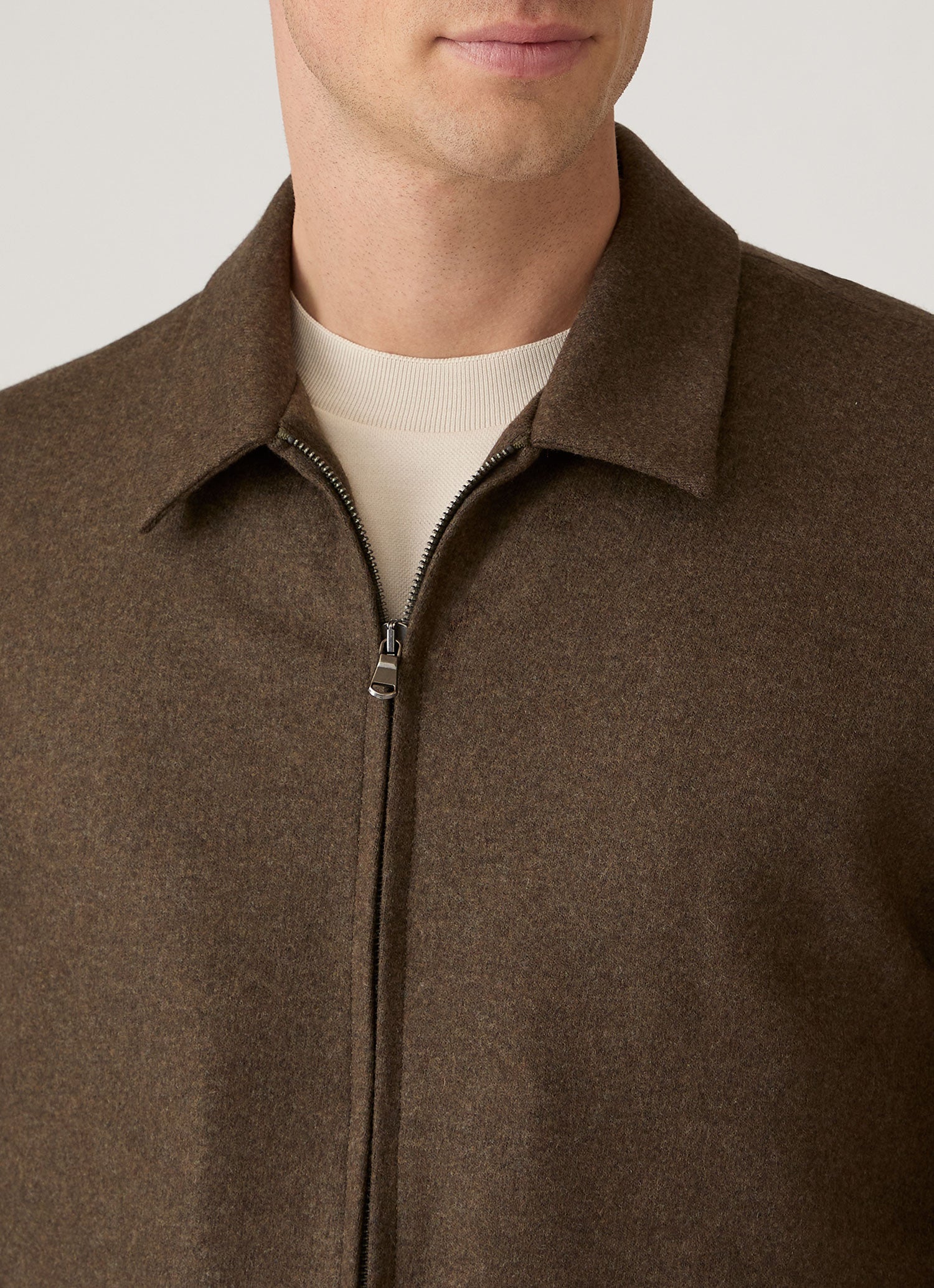 Men's Boiled Wool Harrington Jacket in Loden Green