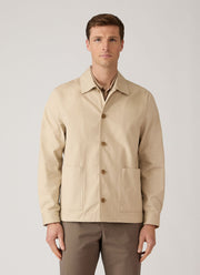 Men's Cotton Drill Chore Jacket in Light Stone