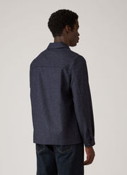 Men's Wool Twill Chore Jacket in Slate Blue Melange