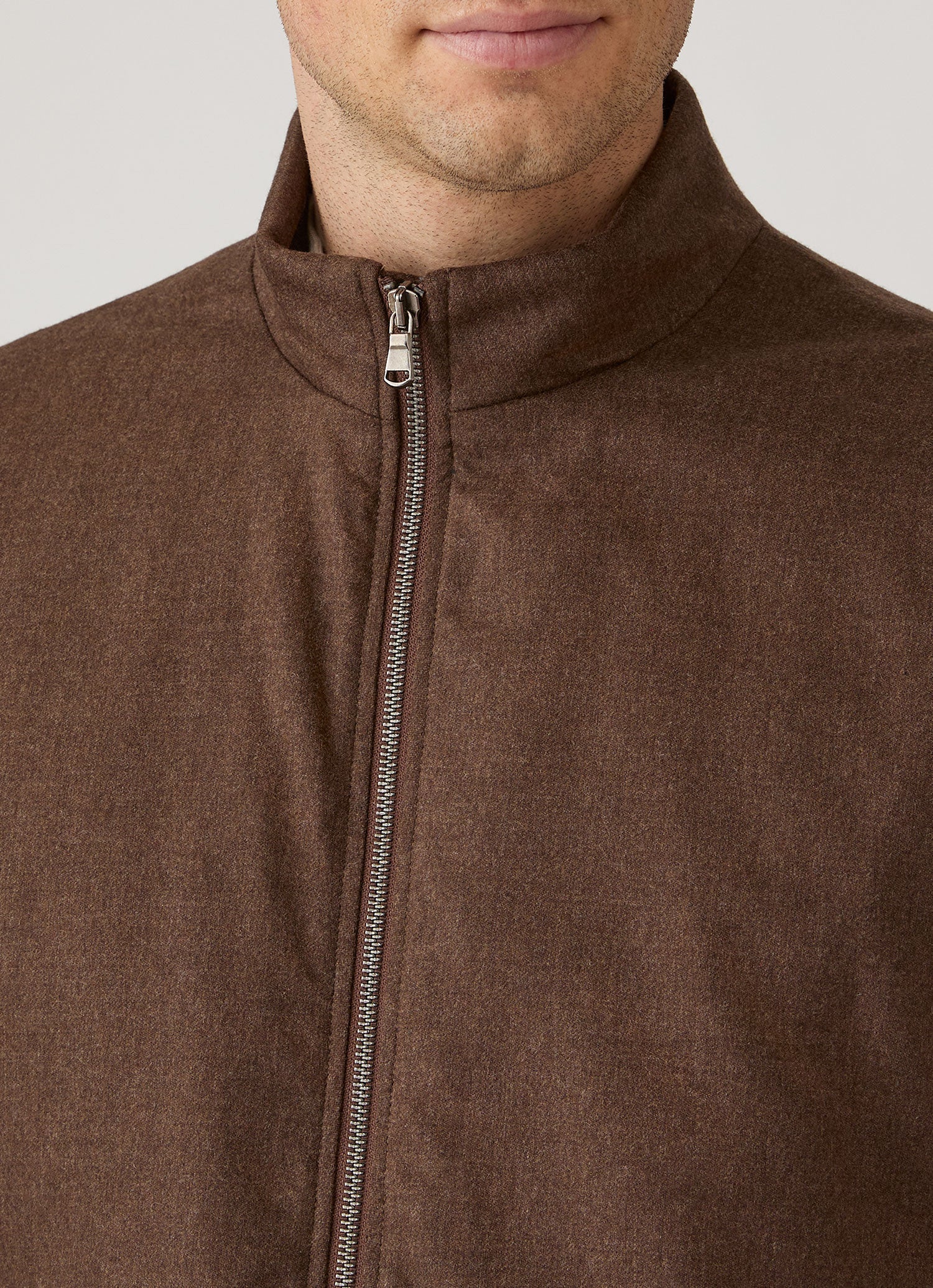 Men's Wool Cashmere Flannel Gilet in Light Brown Melange
