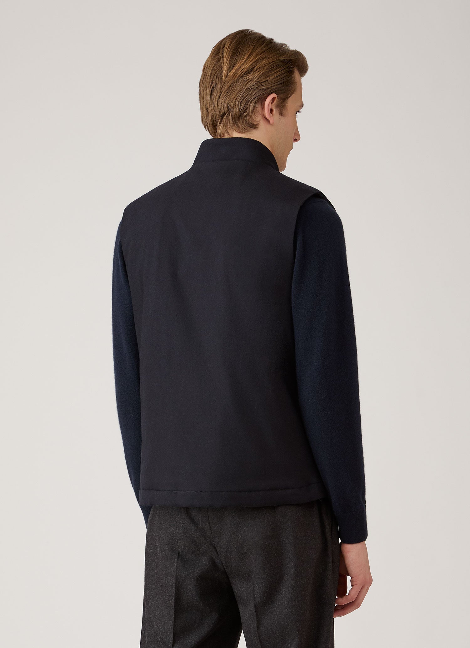 Men's Wool Cashmere Flannel Gilet in Navy