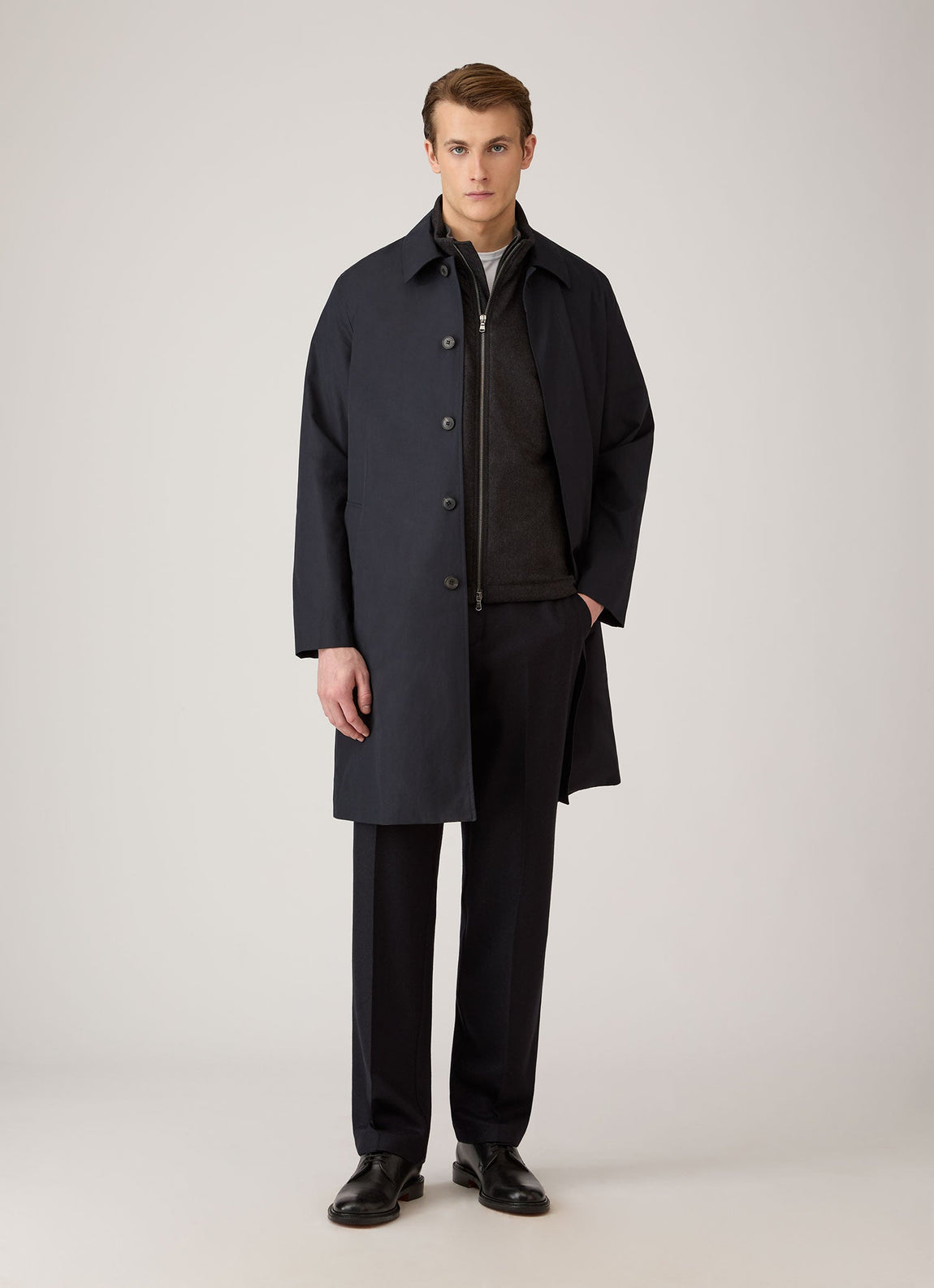 Men's Wool Cashmere Flannel Gilet in Charcoal Melange