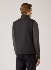 Men's Wool Cashmere Flannel Gilet in Charcoal Melange