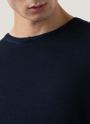Men's Extra-Fine Merino Jumper in Light Navy