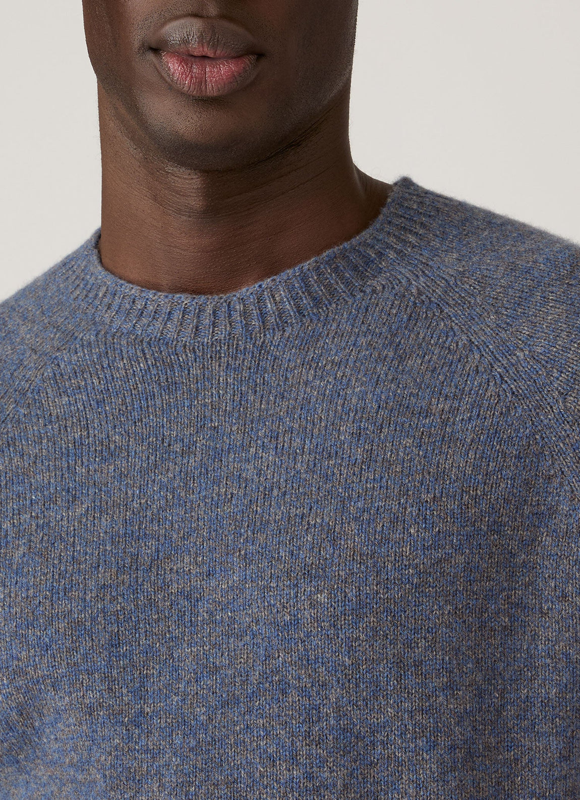 Men's Lambswool Crew Neck Jumper in Denim Twist