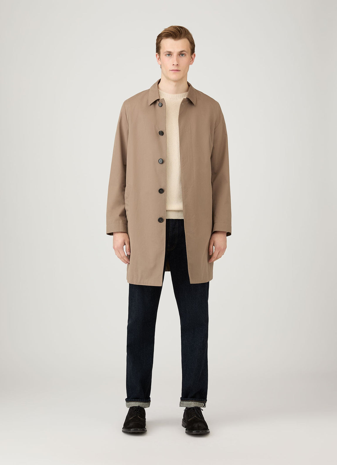 Men's Lambswool Crew Neck Jumper in Ecru
