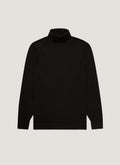 Men's Extra-Fine Merino Roll Neck Jumper in Black