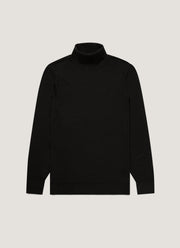 Men's Extra-Fine Merino Roll Neck Jumper in Black