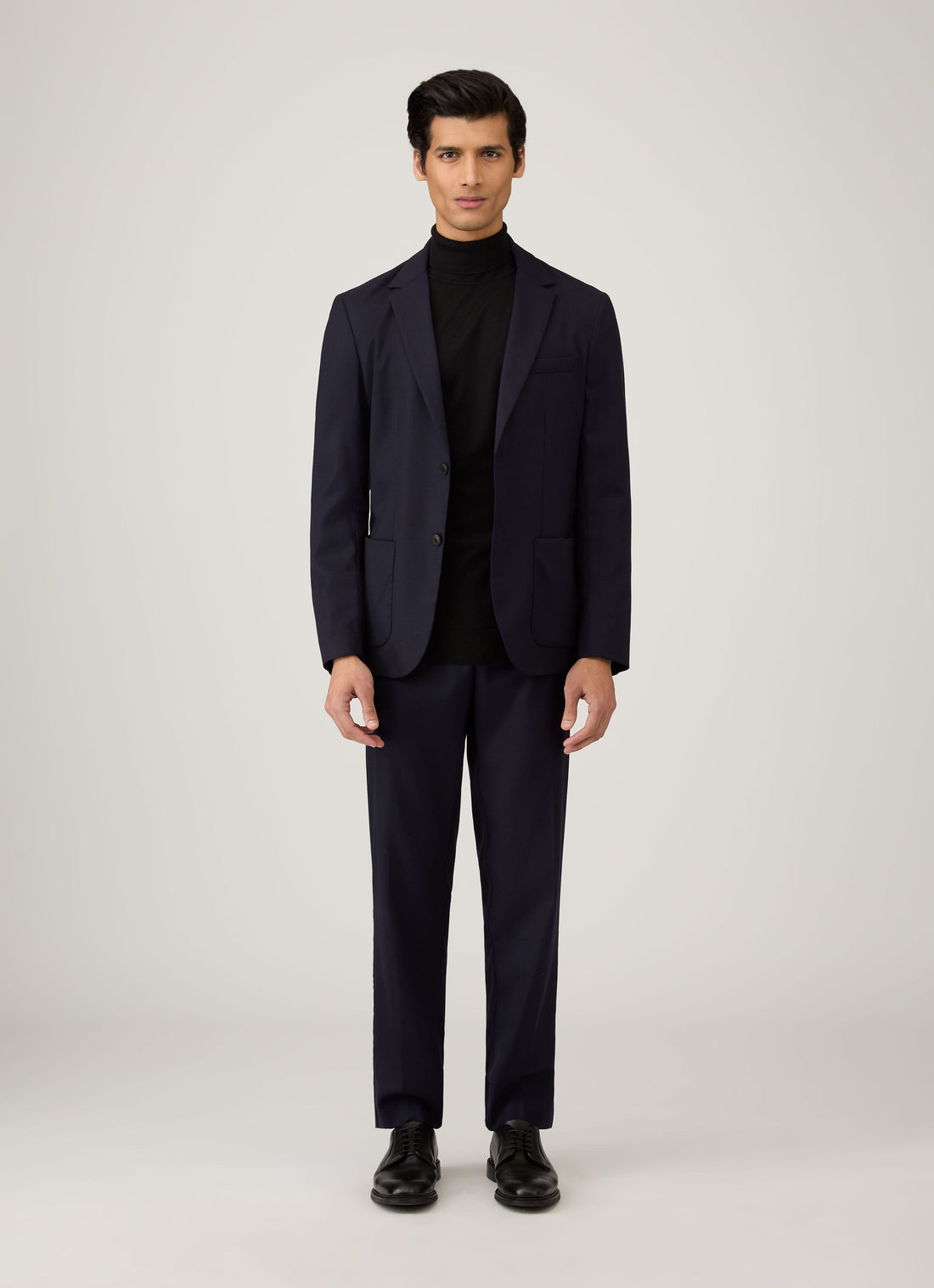 Men's Extra-Fine Merino Roll Neck Jumper in Black