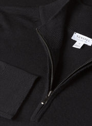 Men's Extra-Fine Merino Half Zip Jumper in Black