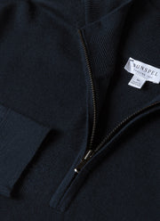 Men's Extra-Fine Merino Half Zip Jumper in Light Navy