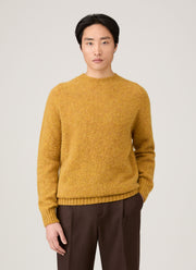 Men's Shetland Crew Neck Jumper in Saffron