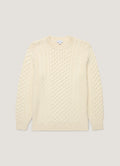 Men's Cable Knit Jumper in Ecru