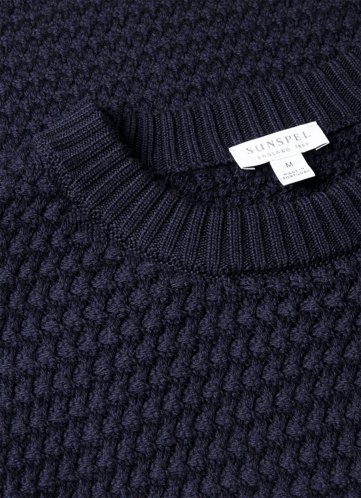 Men's Merino Wool Basketweave Jumper in Navy