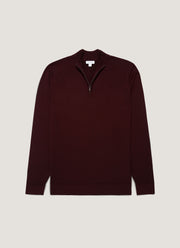 Men's Extra-Fine Merino Half Zip Jumper in Bakelite