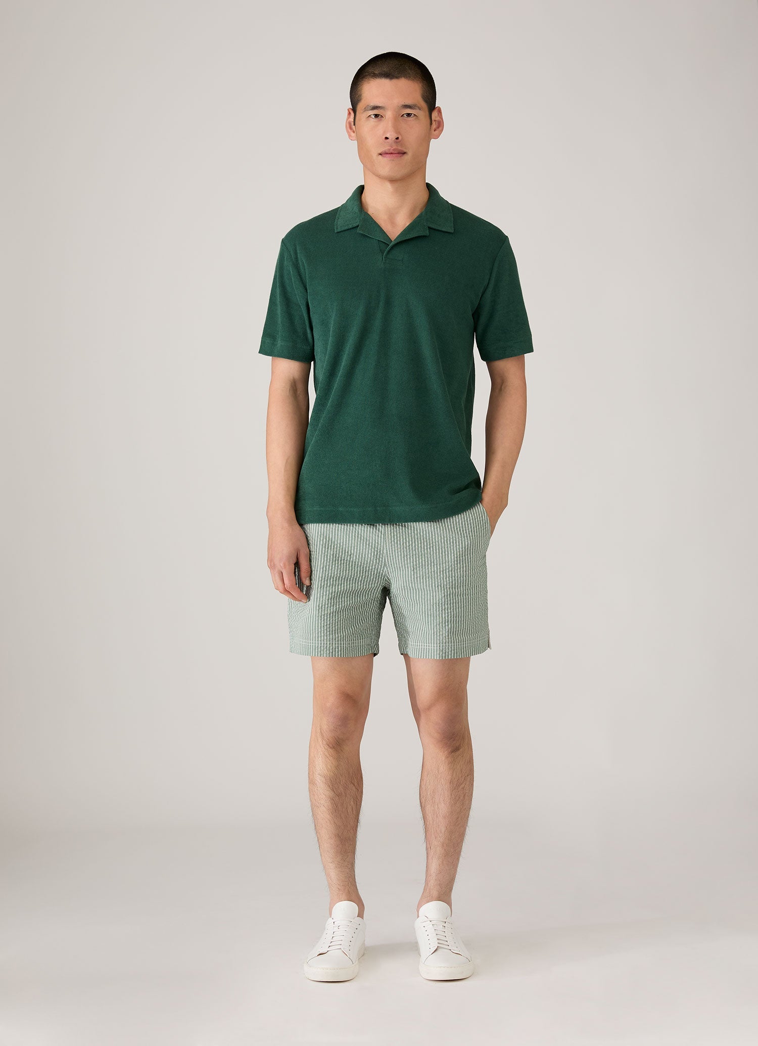 Men's Towelling Polo Shirt in Forest