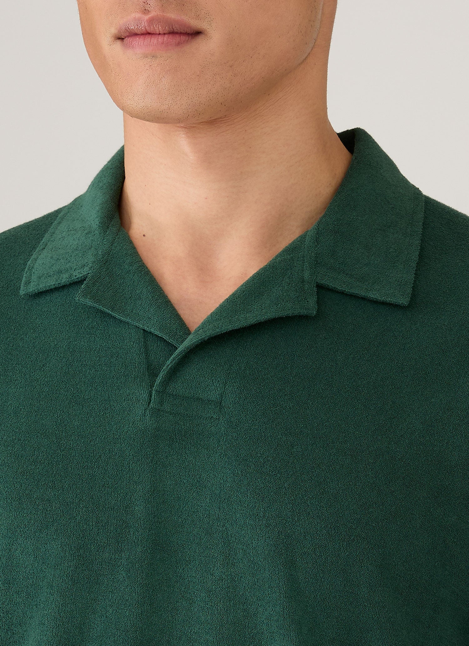 Men's Towelling Polo Shirt in Forest