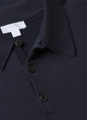 Men's Sea Island Cotton Knit Polo Shirt in Light Navy