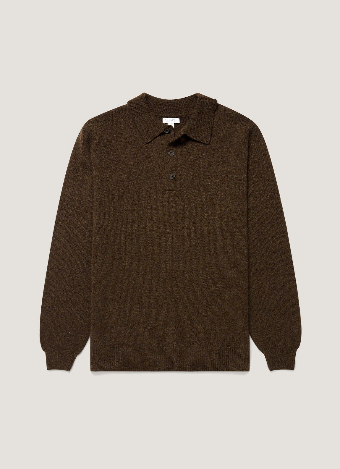 Men's Lambswool Knitted Polo Shirt in Loden Green Twist