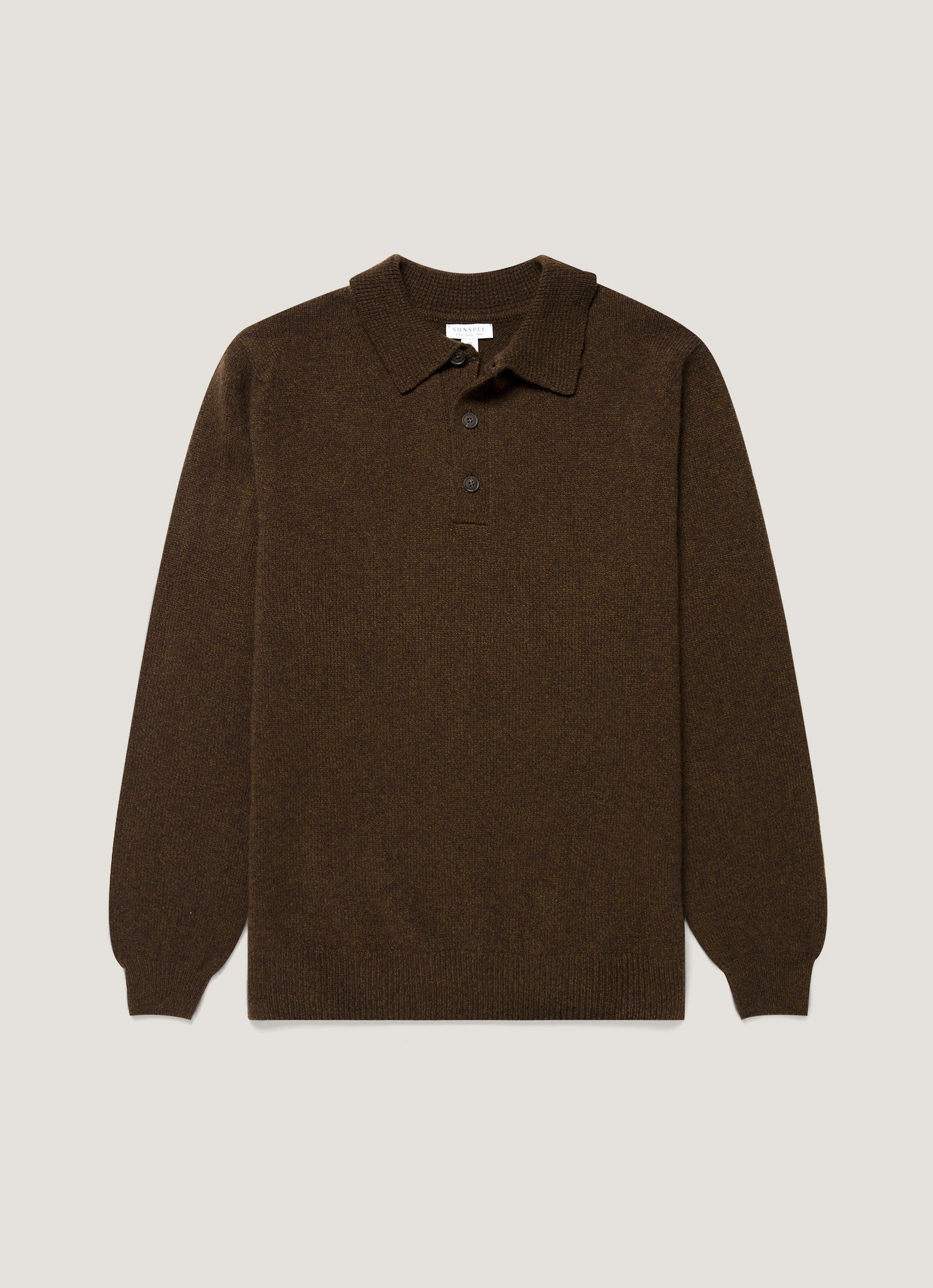 Men's Lambswool Knitted Polo Shirt in Loden Green Twist
