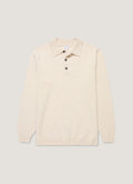 Men's Lambswool Knitted Polo Shirt in Oatmeal Melange