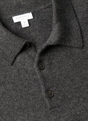 Men's Cashmere Knitted Polo Shirt in Charcoal Melange
