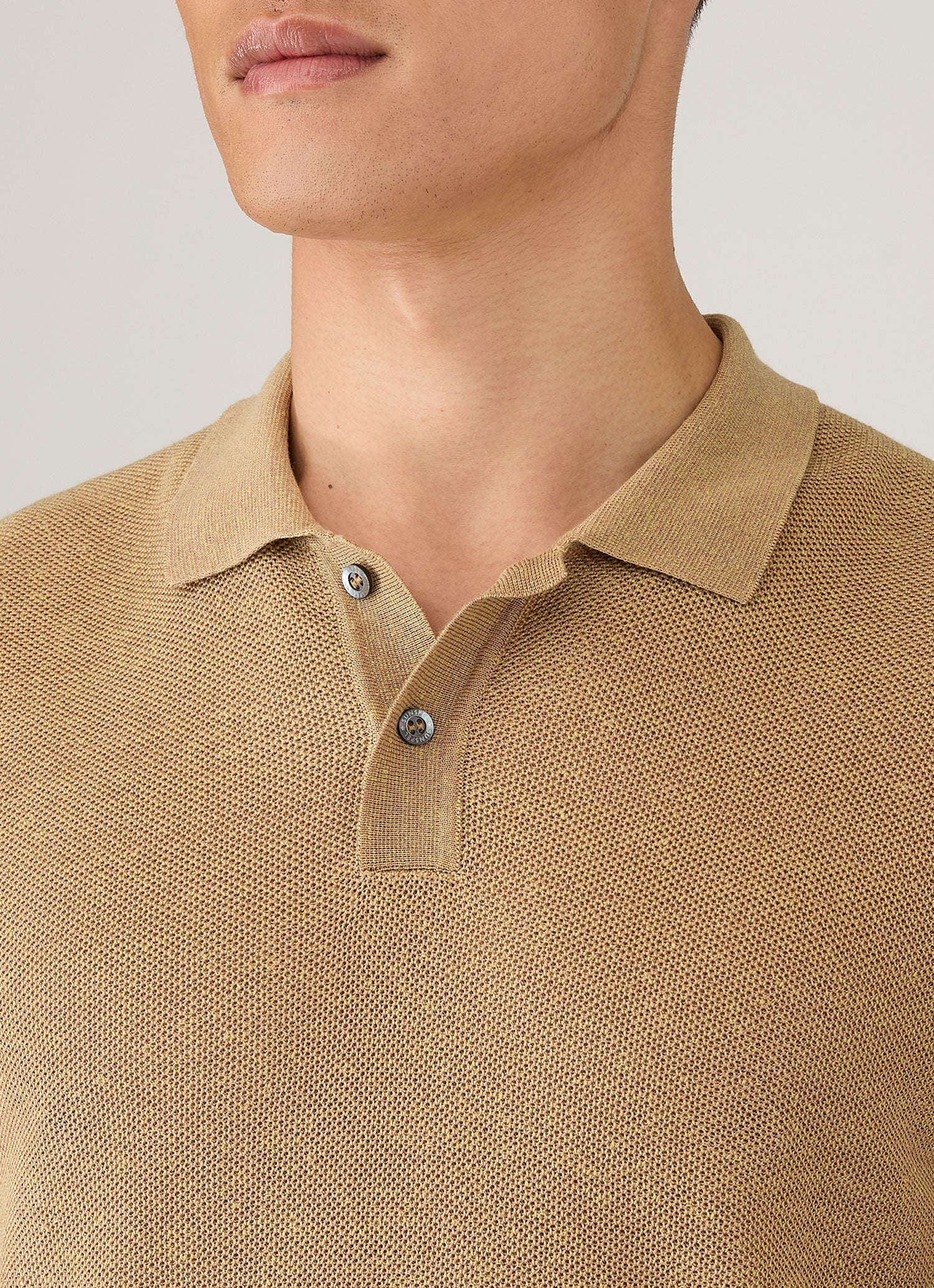 Men's Silk Linen Honeycomb Polo in Hazelwood