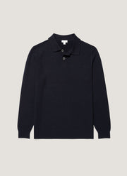 Men's Cotton Basketweave Polo Shirt in Navy