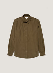 Men's Fine Cord Shirt in Loden Green