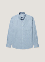 Men's Button Down Flannel Shirt in Powder Blue Melange