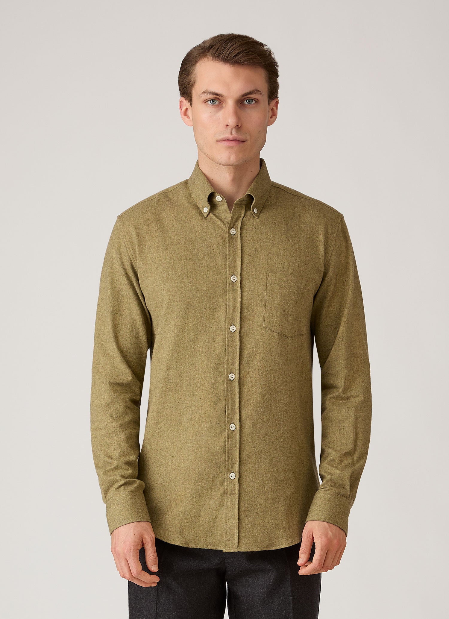 Men's Button Down Flannel Shirt in Artichoke