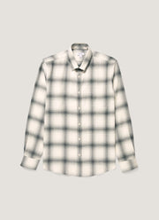 Men's Button Down Flannel Shirt in Ecru Melton Check