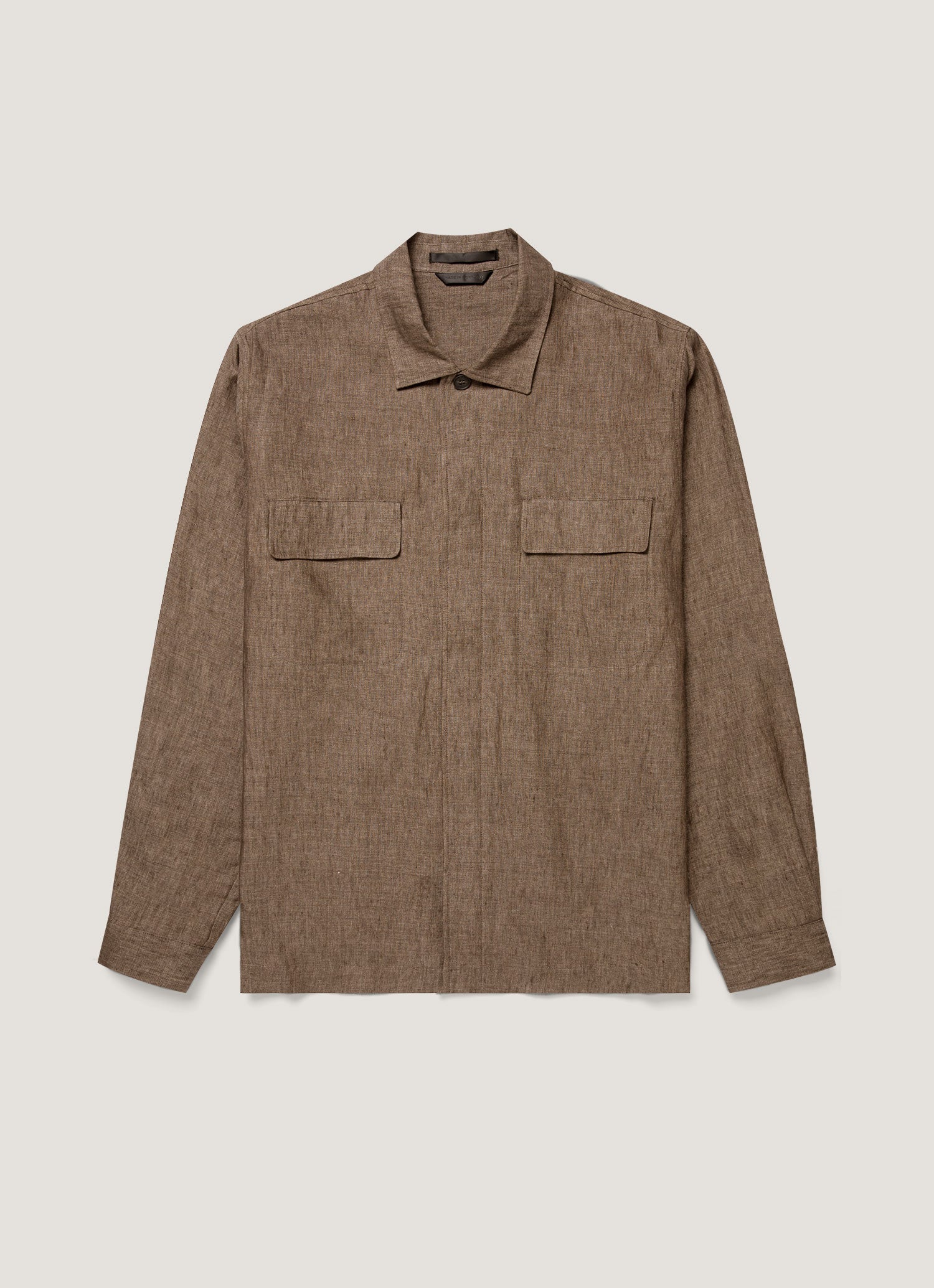 Men's Linen Overshirt in Dark Walnut