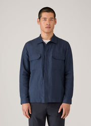 Men's Linen Overshirt in Light Navy