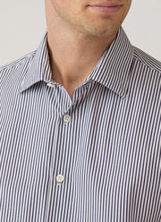 Men's Cotton Poplin Shirt in Navy Bengal Stripe