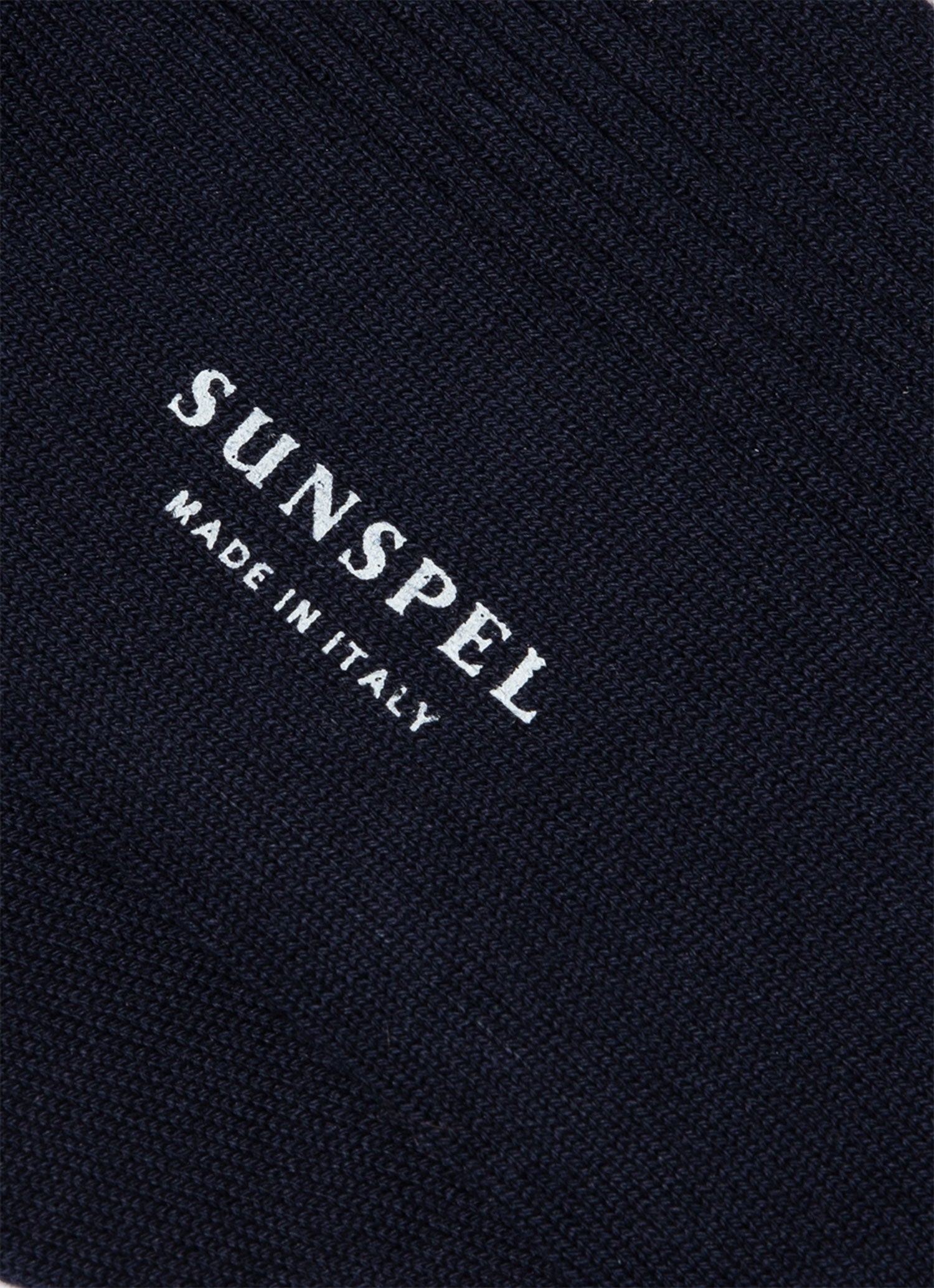 Men's Cotton Ribbed Socks in Navy