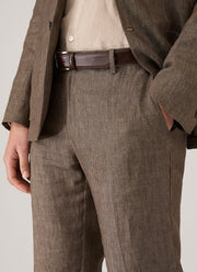 Men's Linen Two-Piece Suit in Dark Walnut