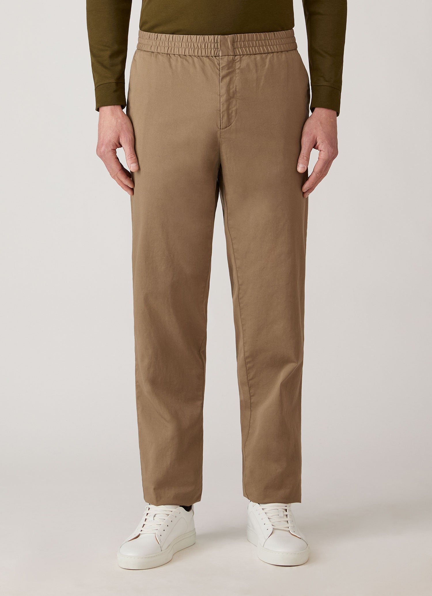 Men's Cotton Drawstring Trousers in Dark Stone