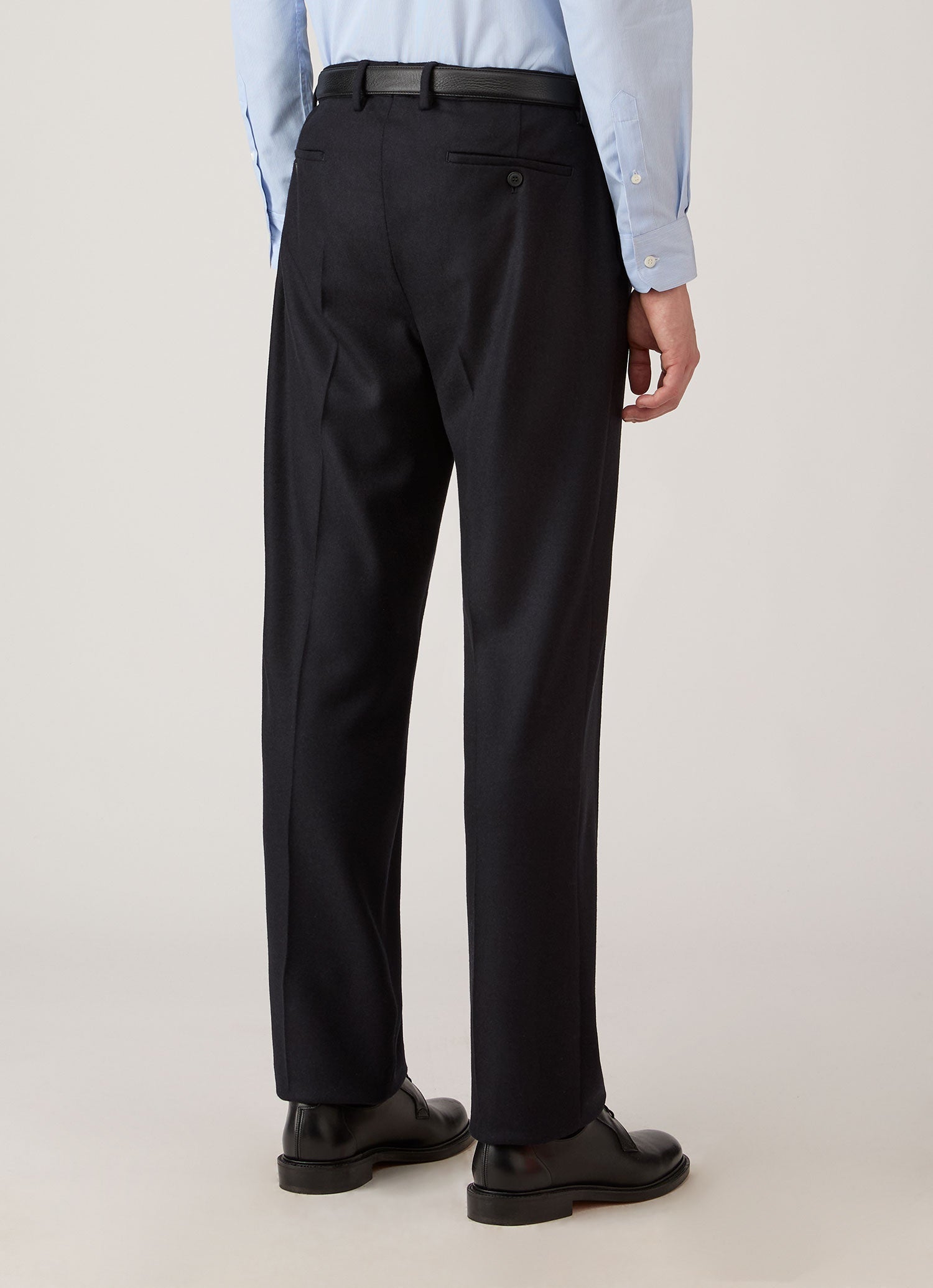 Men's Wool Cashmere Flannel Trouser in Navy