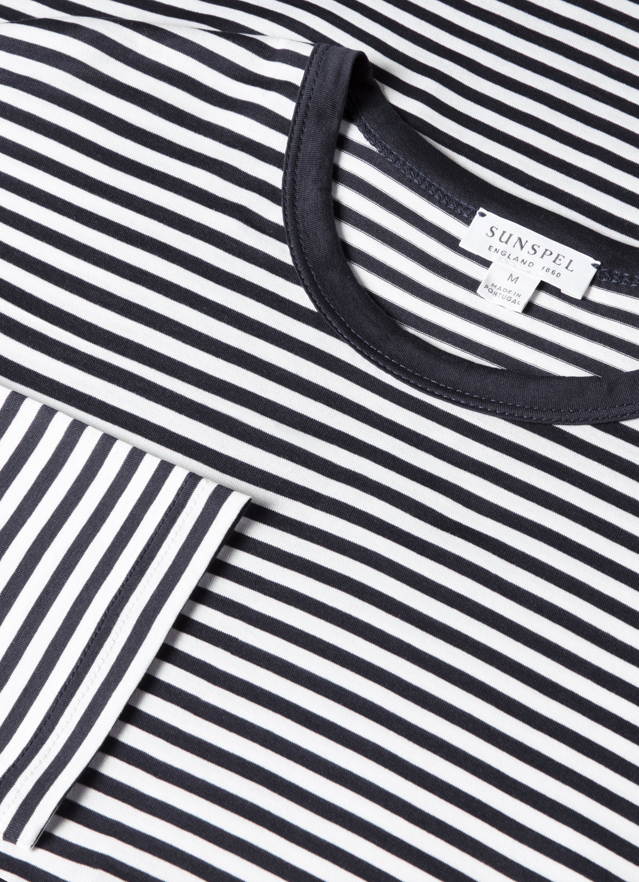 Men's Classic Long Sleeve T-shirt in Navy/White English Stripe