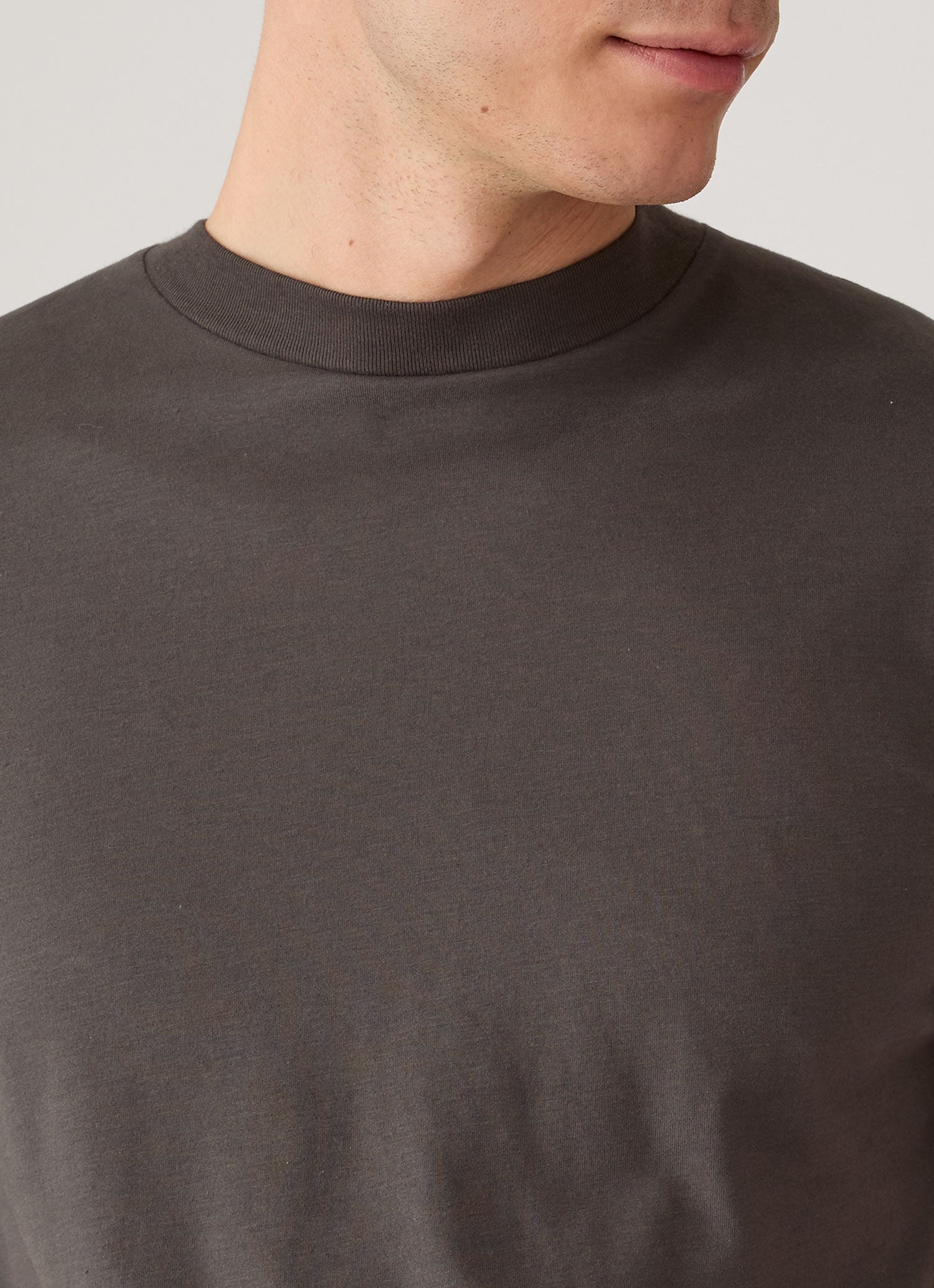 Men's Brushed Cotton T-shirt in Anthracite