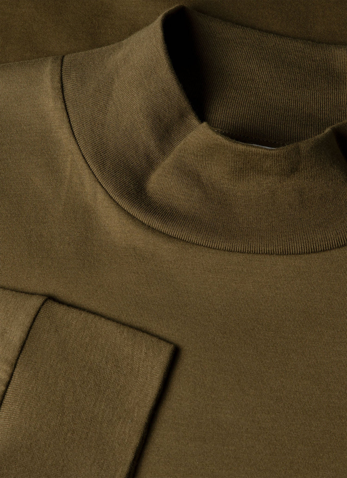 Men's Long Sleeve Brushed Cotton Mock Neck T-shirt in Loden Green