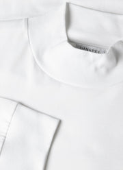 Men's Long Sleeve Brushed Cotton Mock Neck T-shirt in White