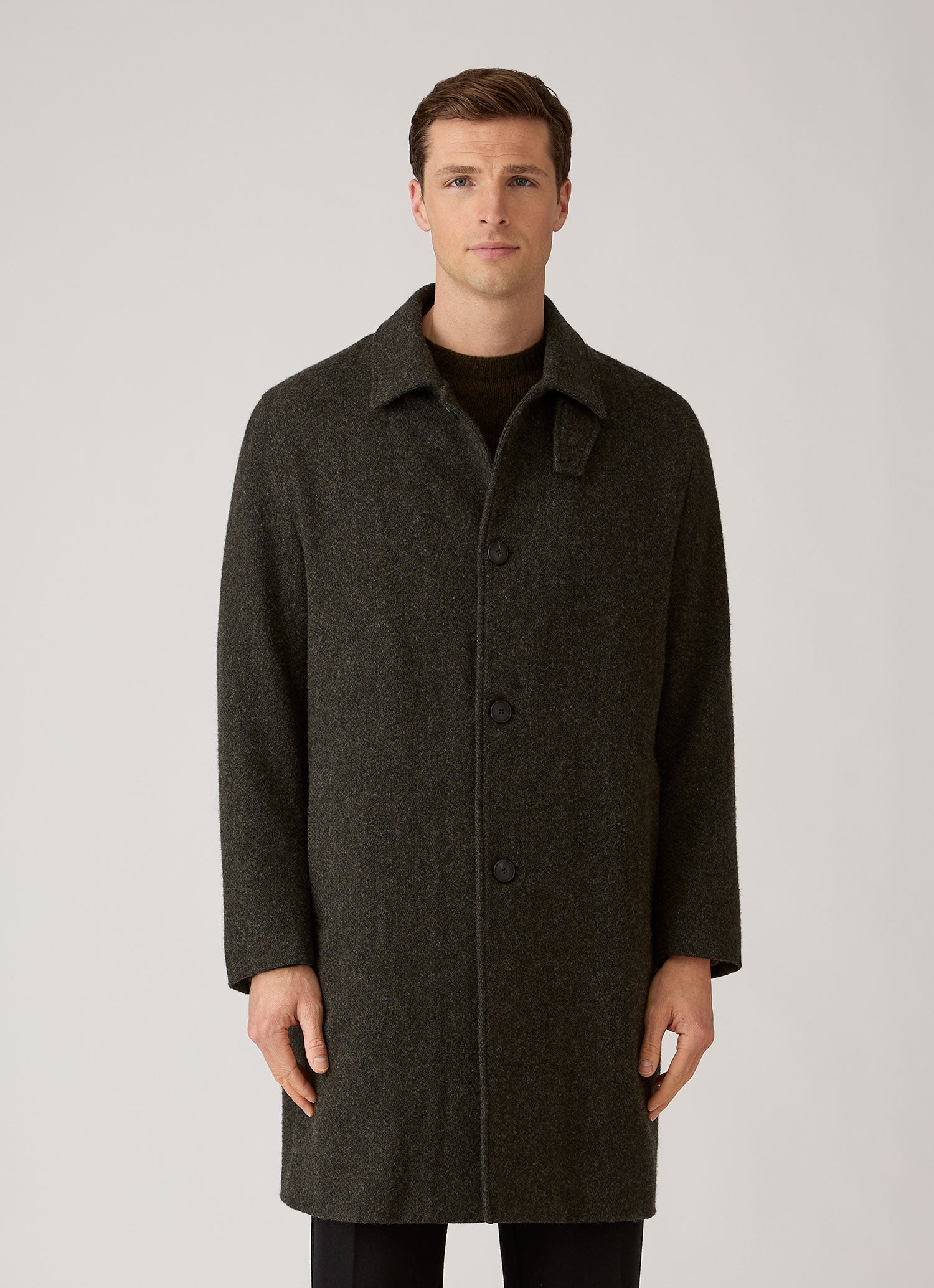 Men's Tweed Overcoat in Loden Green