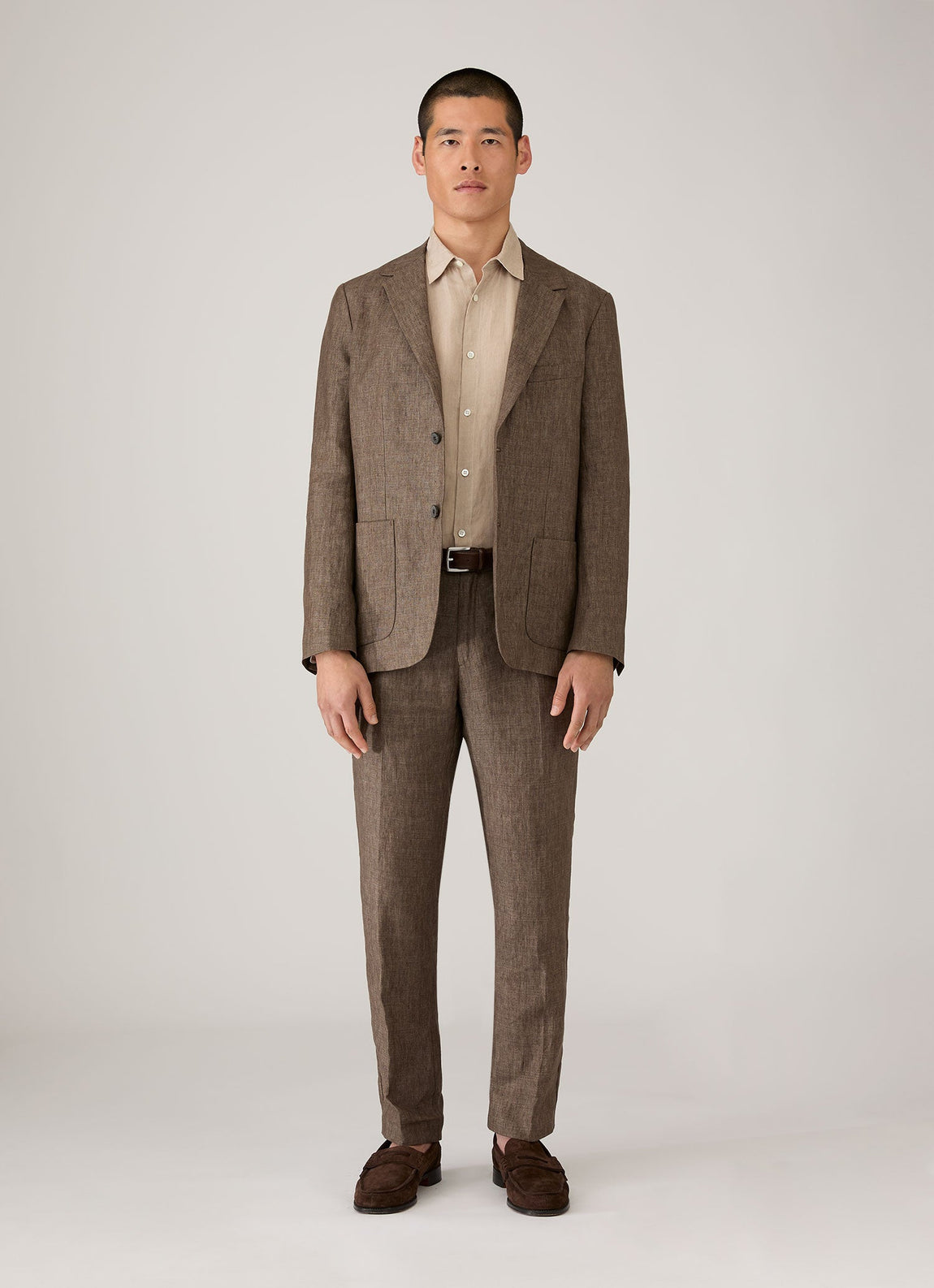 Men's Linen Two-Piece Suit in Dark Walnut