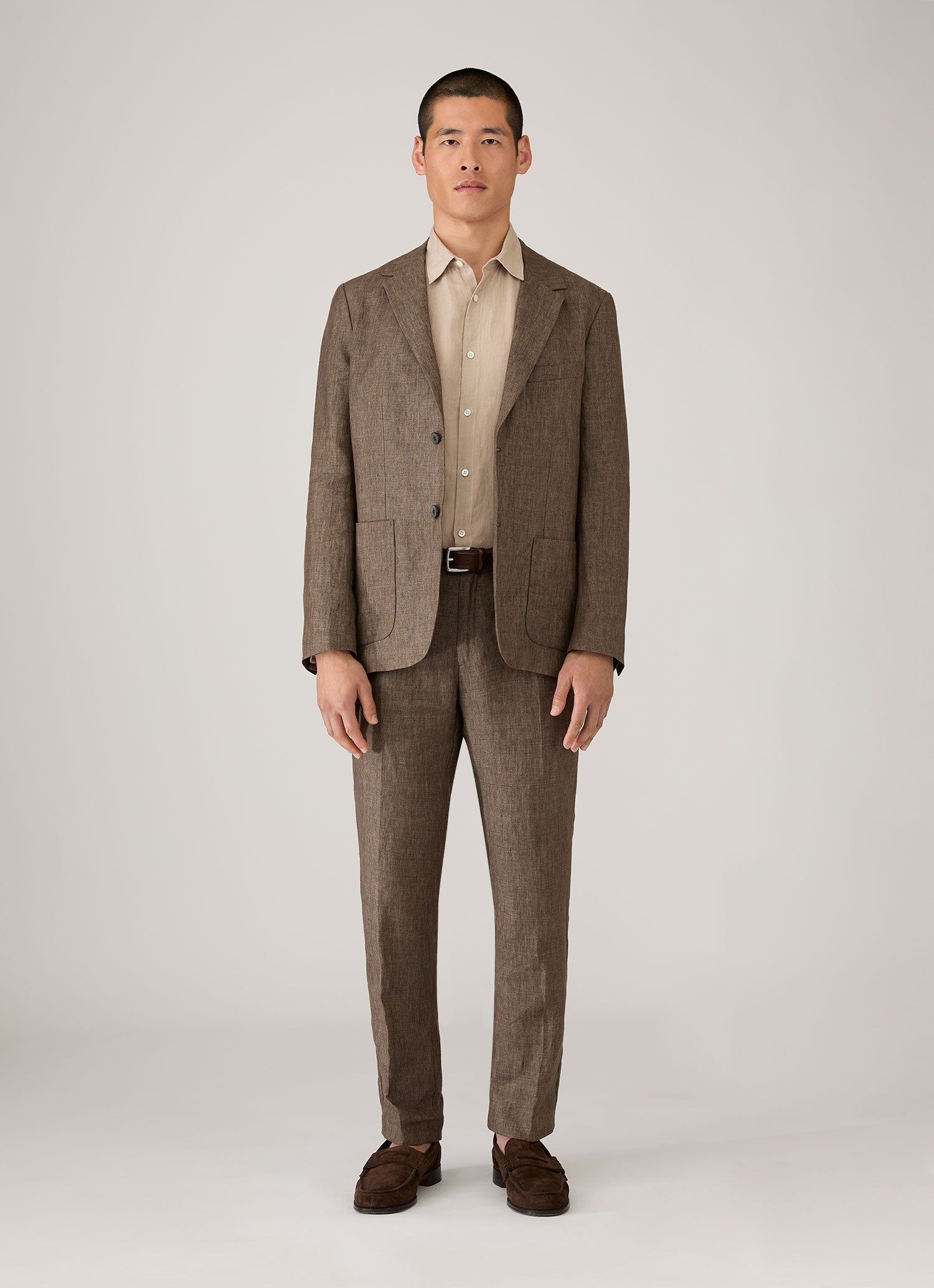 Men's Linen Two-Piece Suit in Dark Walnut
