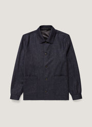 Men's Wool Twill Chore Jacket in Slate Blue Melange
